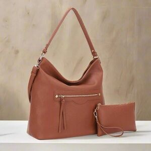 Brown Hobo Bag and Wristlet Set